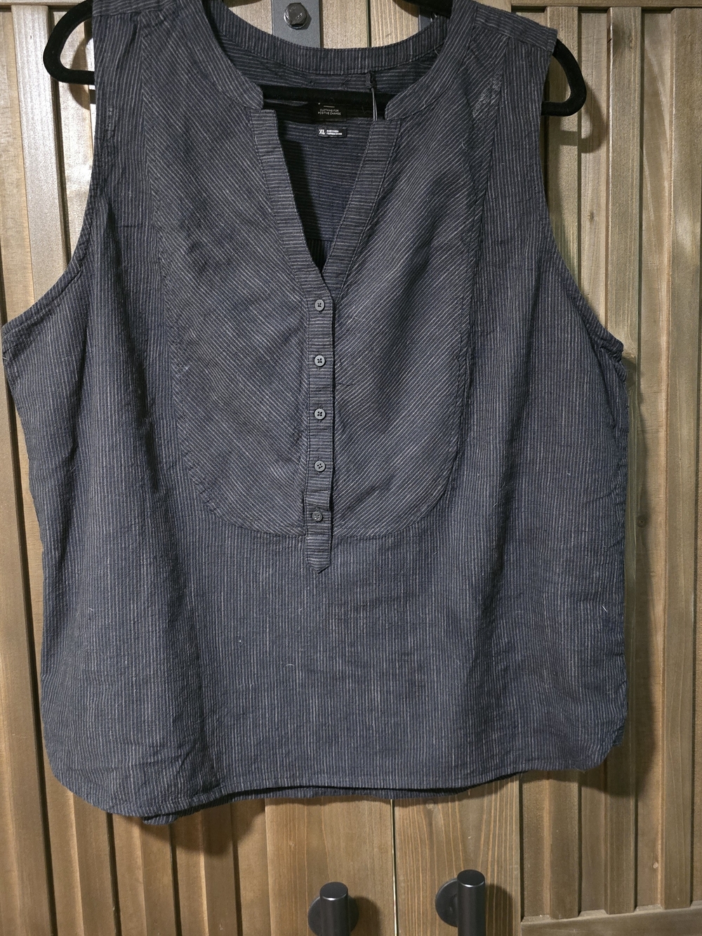 Prana Navy Pinstripe Sleeveless Henley Camisole